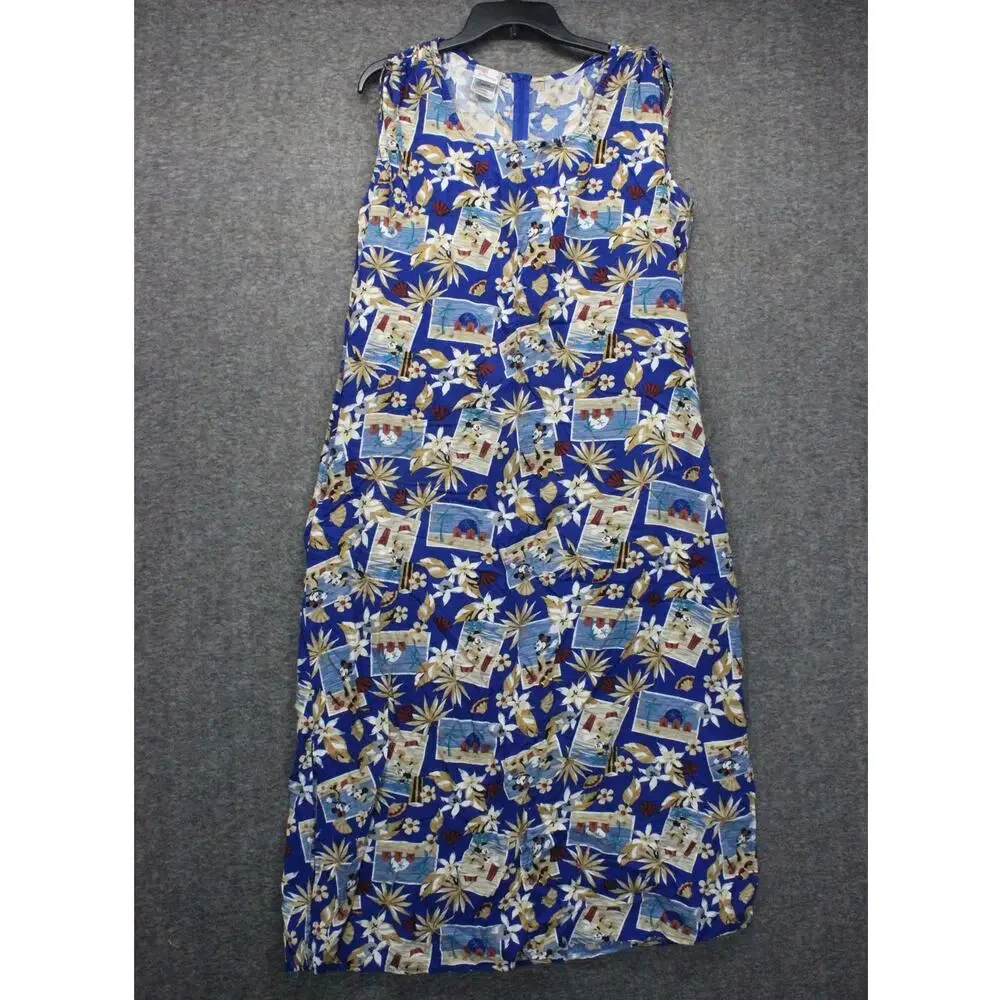 Disney Store Dress Women's Size XL Mickey Mouse Hawaiian Floral Print - Picture 1 of 6